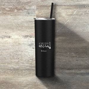 Halloween Tumbler, Personalized Skinny Tumbler with Straw, Stainless Steel, 20 Ounce, Insulated, Halloween Party Favors, Funny Halloween Cup