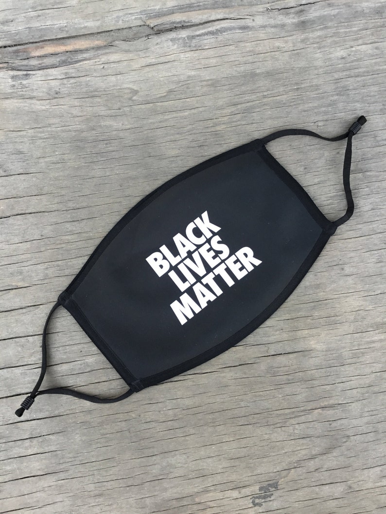 Black Lives Matter Face Mask, Reusable Cotton Face Mask With Elastic Ear Loop, Adjustable Ear Loop, Full Color Design, Decorated in USA image 1