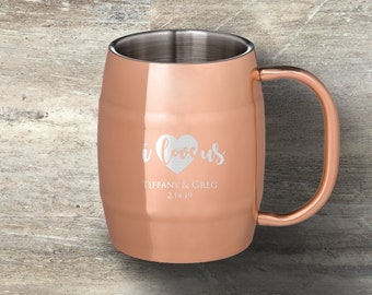 Valentine's Day Gift, Personalized Moscow Mule Mug, Copper Plated, 14 Ounce, Engraved, Gift For Her, Gift For Him, Anniversary Gift, Couples