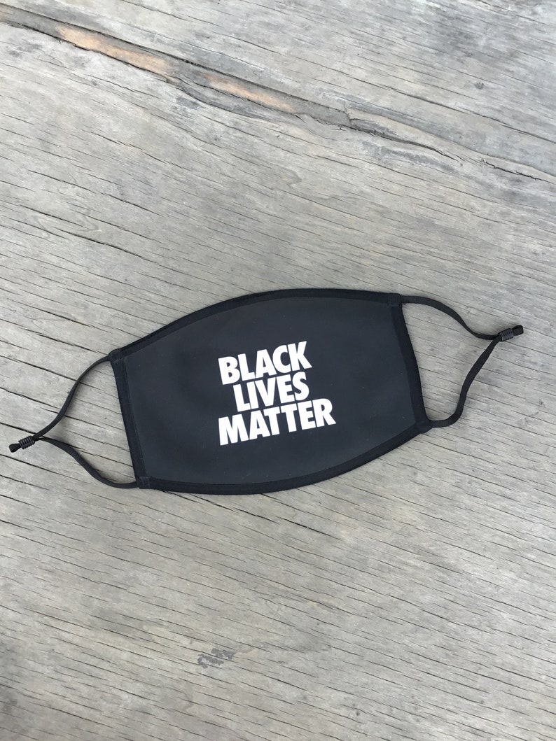 Black Lives Matter Face Mask, Reusable Cotton Face Mask With Elastic Ear Loop, Adjustable Ear Loop, Full Color Design, Decorated in USA image 2