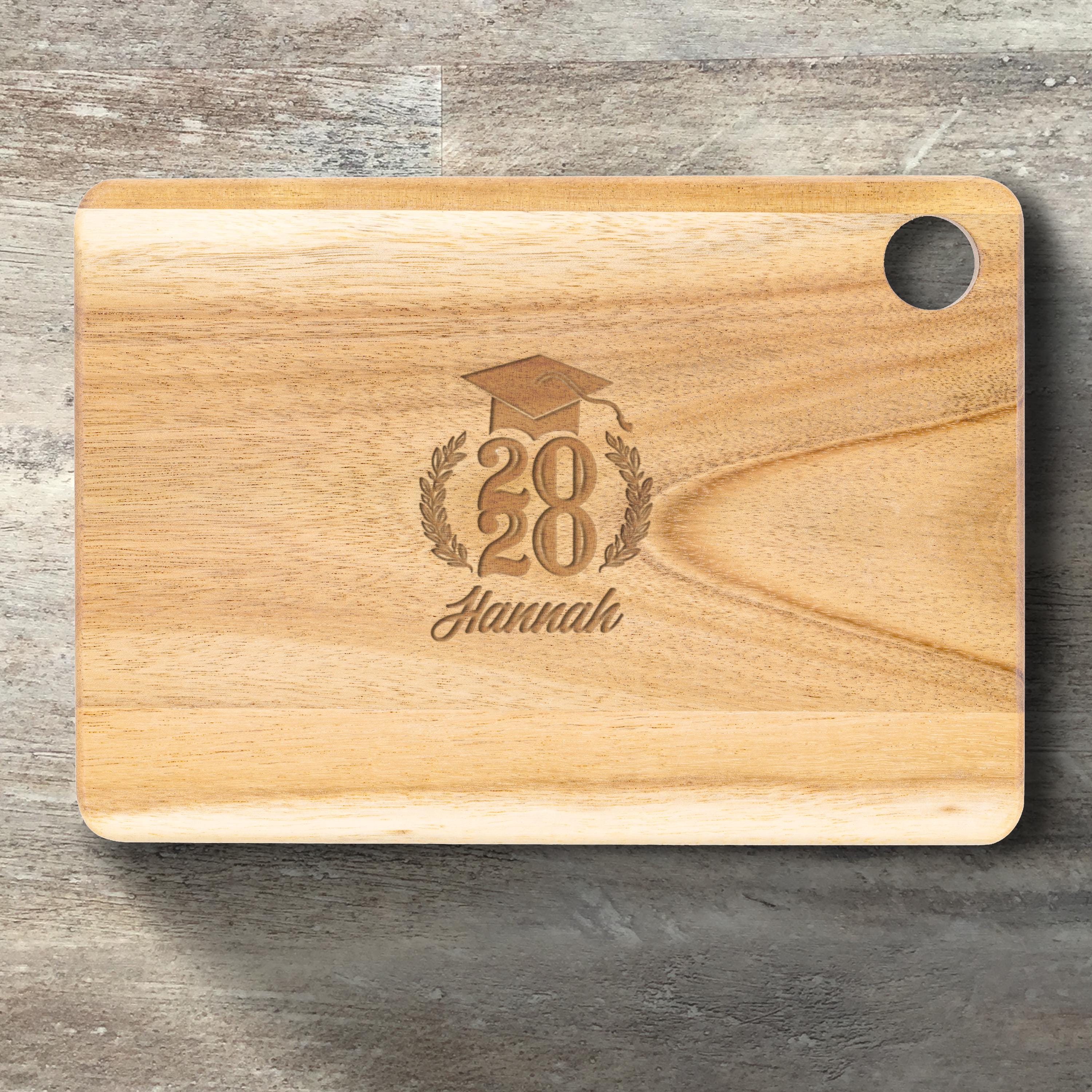 Graduation Gift, Personalized Cutting Serving Board, Acacia Wood 