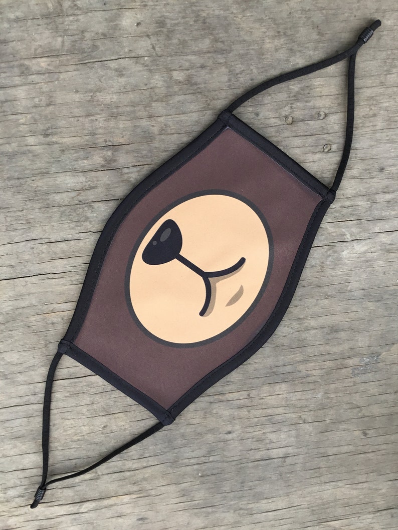 Cartoon Bear Face Mask Reusable Cotton Face Mask With Elastic Etsy