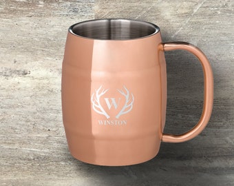 Groomsman Gift, Personalized Moscow Mule Mug, Copper Plated, 14 Ounce, Engraved, Wedding Party Gift, Bridal Party Gift, Bachelor Party Gift