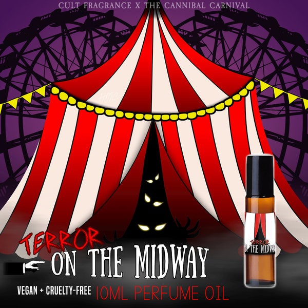 Terror on the Midway - fresh Popcorn, Funnel Cake, Cotton Candy, Caramel Apples, Smoked Wood, Earth - Vegan Cruelty Free 10 ml Perfume Oil