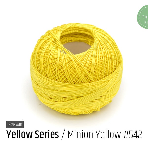 Cotton Thread Size #40 - Minion Yellow #542 - Yellow Series - VENUS Crochet Thread - 100% Mercerized Cotton Thread