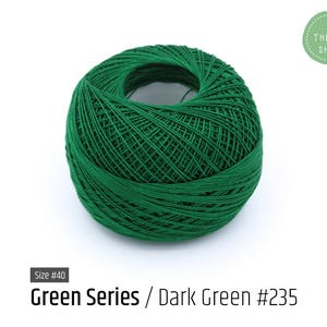 Cotton Thread Size #40 - Dark Green #235 - Green Series - VENUS Crochet Thread - 100% Mercerized Cotton Thread