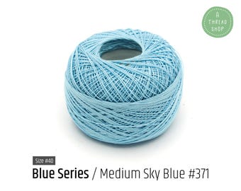 Cotton Thread Size #40 - Medium Sky Blue #371 - Blue Series - VENUS Crochet Thread - 100% Mercerized Cotton