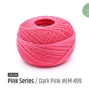 Cotton Thread Size 40 Dark Pink EM-499 Pink Series VENUS Crochet Thread 100% Mercerized Cotton Thread image 2