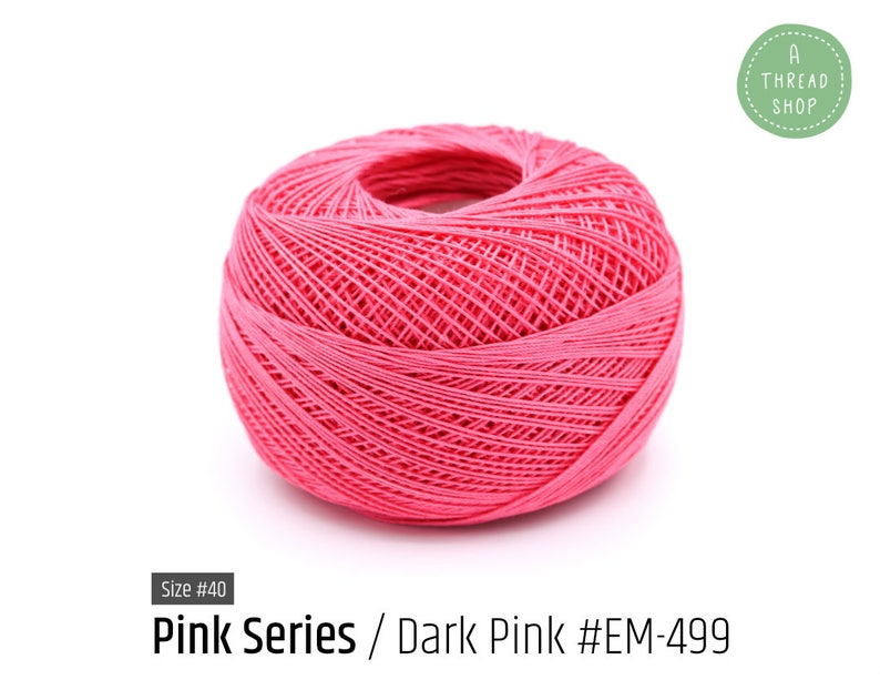 Cotton Thread Size 40 Dark Pink EM-499 Pink Series VENUS Crochet Thread 100% Mercerized Cotton Thread image 2