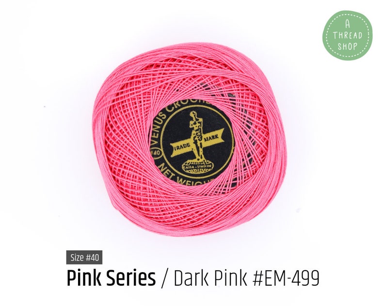 Cotton Thread Size 40 Dark Pink EM-499 Pink Series VENUS Crochet Thread 100% Mercerized Cotton Thread image 3