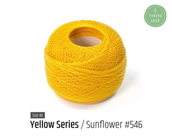 Cotton Thread Size #40 - Sunflower Yellow #546 - Yellow Series - VENUS Crochet Thread - 100% Mercerized Cotton Thread