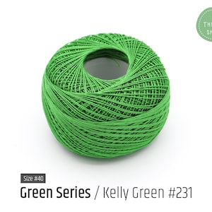 Cotton Thread Size #40 - Kelly Green #231 - Green Series - VENUS Crochet Thread - 100% Mercerized Cotton Thread