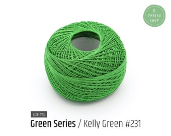 Cotton Thread Size #40 - Kelly Green #231 - Green Series - VENUS Crochet Thread - 100% Mercerized Cotton Thread