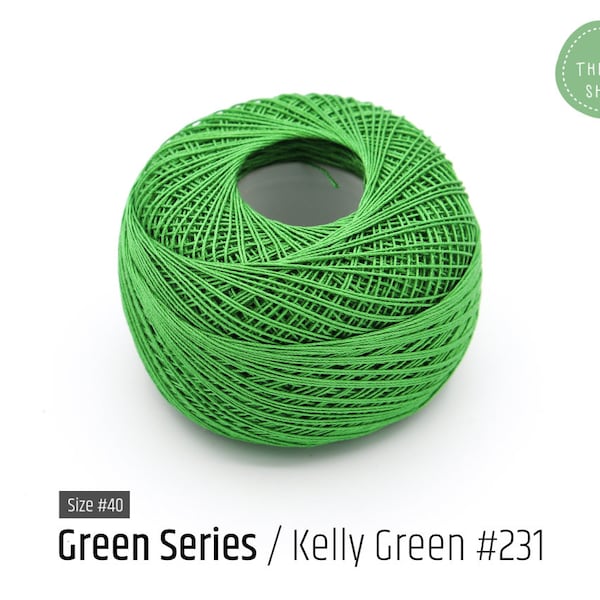 Cotton Thread Size #40 - Kelly Green #231 - Série Verte - VENUS Crochet Thread - 100% Mercerized Cotton Thread