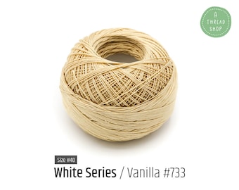 Cotton Thread Size #40 - Vanilla #733 - White Series - VENUS Crochet Thread - 100% Mercerized Cotton Thread