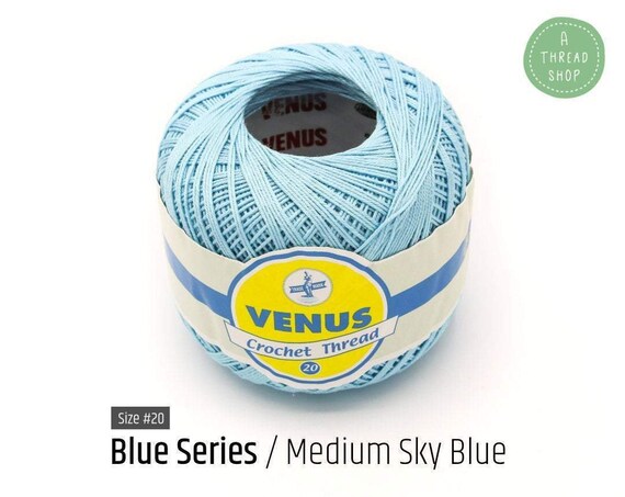 VENUS Crochet Thread Cotton Thread Size #40 Blue Series Aero Blue #365 100/% Mercerized Cotton Thread