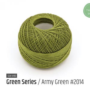 Cotton Thread Size #40 - Army Green #2014 - Green Series - VENUS Crochet Thread - 100% Mercerized Cotton Thread