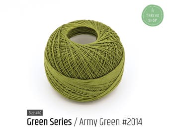 Cotton Thread Size #40 - Army Green #2014 - Green Series - VENUS Crochet Thread - 100% Mercerized Cotton Thread