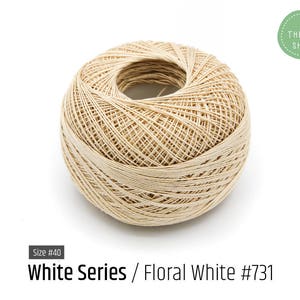 Cotton Thread Size #40 - Floral White #731 - White Series - VENUS Crochet Thread - 100% Mercerized Cotton Thread