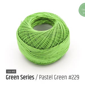Cotton Thread Size #40 - Pastel Green #229 - Green Series - VENUS Crochet Thread - 100% Mercerized Cotton Thread