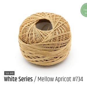 Cotton Thread Size #40 - Mellow Apricot #734 - White Series - VENUS Crochet Thread - 100% Mercerized Cotton Thread