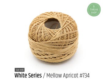 Cotton Thread Size #40 - Mellow Apricot #734 - White Series - VENUS Crochet Thread - 100% Mercerized Cotton Thread