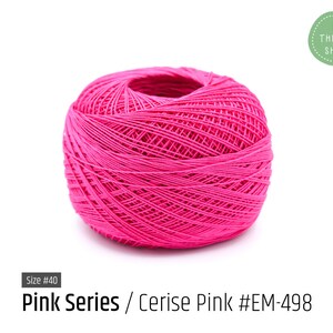 Cotton Thread Size 40 Cerise Pink EM-498 Pink Series VENUS Crochet Thread 100% Mercerized Cotton Thread image 2