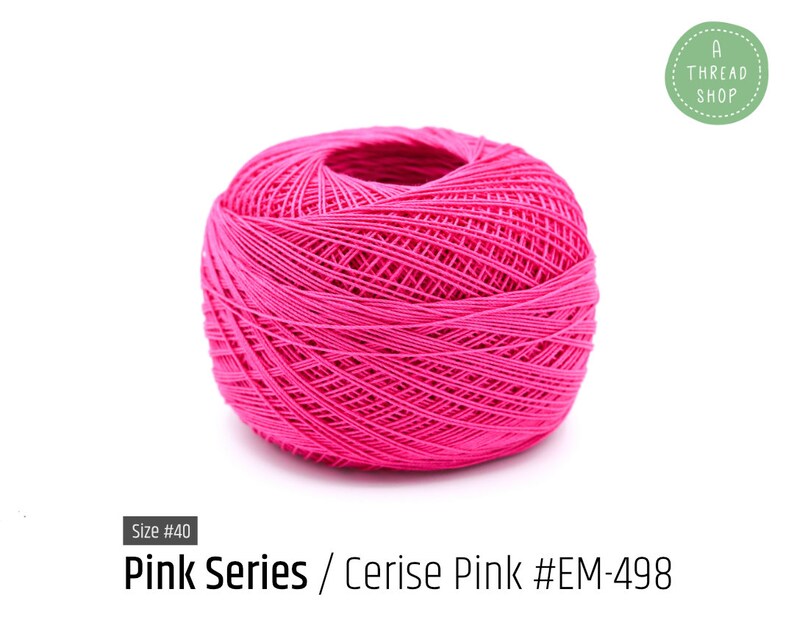 Cotton Thread Size 40 Cerise Pink EM-498 Pink Series VENUS Crochet Thread 100% Mercerized Cotton Thread image 2