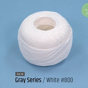 Cotton Thread Size #40 - White #800 - Grey Series - VENUS Crochet Thread - 100% Mercerized Cotton Thread