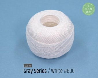 Cotton Thread Size #40 - White #800 - Grey Series - VENUS Crochet Thread - 100% Mercerized Cotton Thread