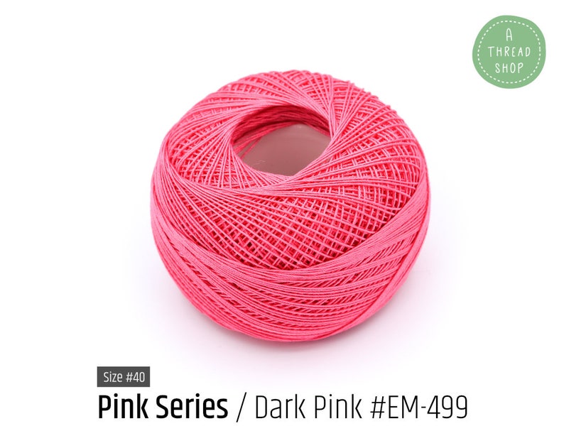 Cotton Thread Size 40 Dark Pink EM-499 Pink Series VENUS Crochet Thread 100% Mercerized Cotton Thread image 1