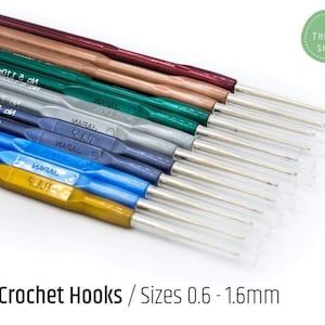 Steel Crochet Hooks with Plastic Handle - Tulip Crochet Hooks - Sizes between 0.6 to 1.6mm -