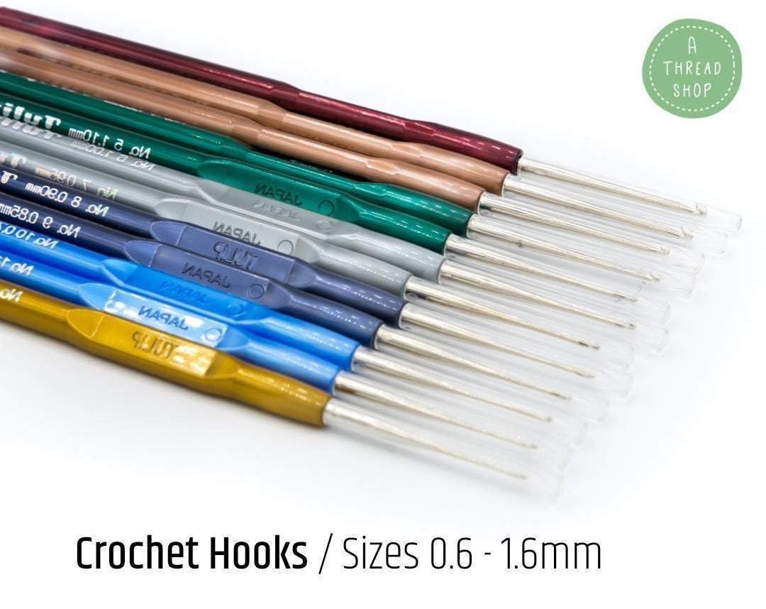 Steel Crochet Hooks with Plastic Handle - Tulip Crochet Hooks - Sizes  between 0.6 to 1.6mm
