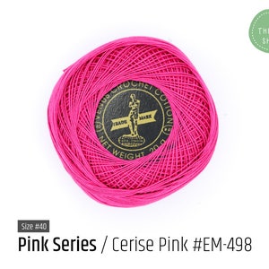 Cotton Thread Size 40 Cerise Pink EM-498 Pink Series VENUS Crochet Thread 100% Mercerized Cotton Thread image 3