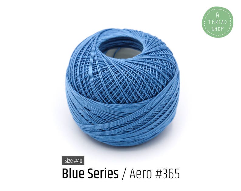 VENUS Crochet Thread Cotton Thread Size #40 Blue Series Aero Blue #365 100/% Mercerized Cotton Thread