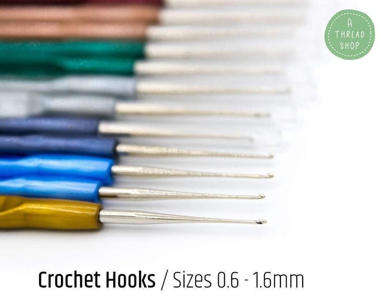 Steel Crochet Hooks with Plastic Handle - Tulip Crochet Hooks - Sizes between 0.6 to 1.6mm -