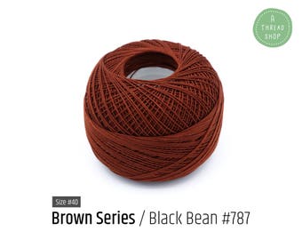 Cotton Thread Size #40 - Black Bean #787 - Brown Series - VENUS Crochet Thread - 100% Mercerized Cotton Thread
