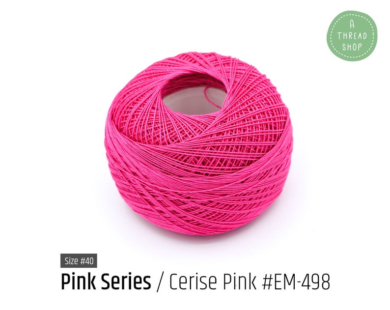 Cotton Thread Size 40 Cerise Pink EM-498 Pink Series VENUS Crochet Thread 100% Mercerized Cotton Thread image 1