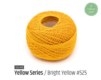 Cotton Thread Size #40 - Sunflower Yellow #525 - Yellow Series - VENUS Crochet Thread - 100% Mercerized Cotton Thread