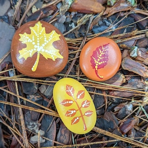 Autumn Leaf Painted Rocks - Etsy