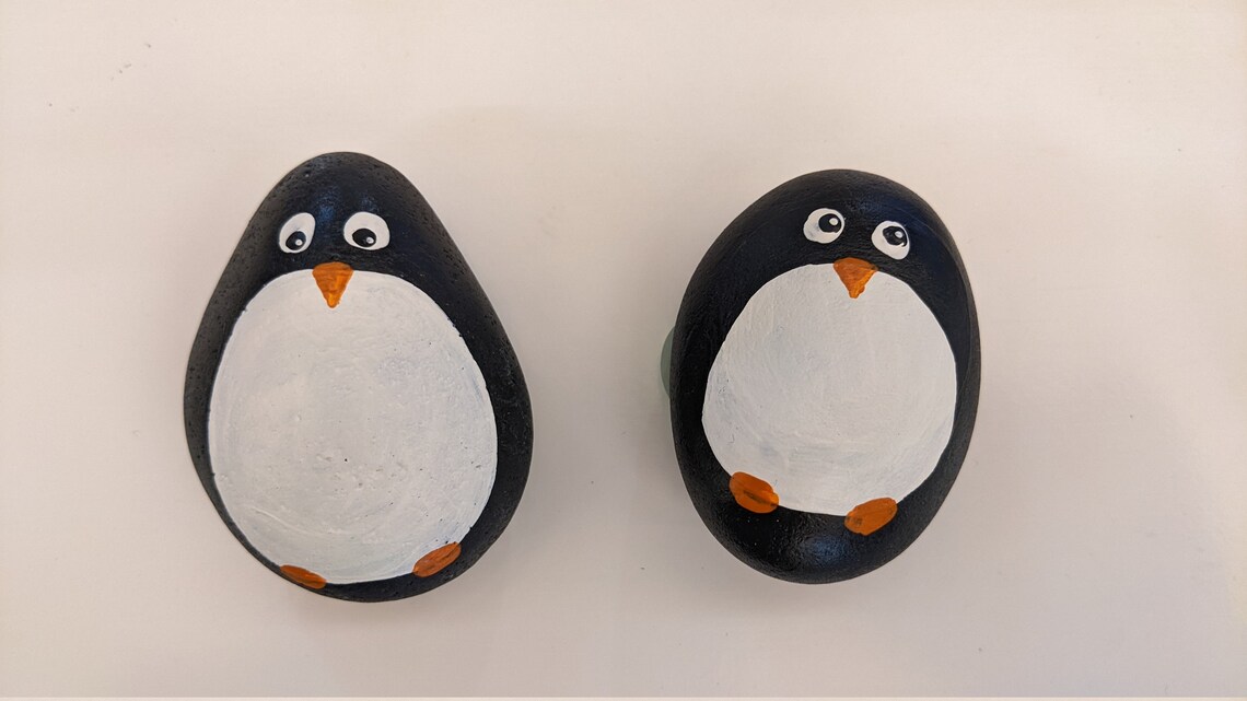 Penguin Painted Rocks - Etsy
