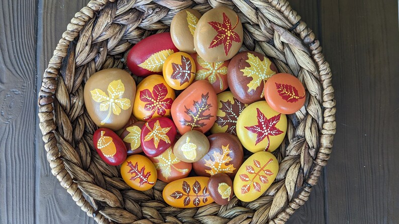 Autumn Leaf Painted Rocks - Etsy