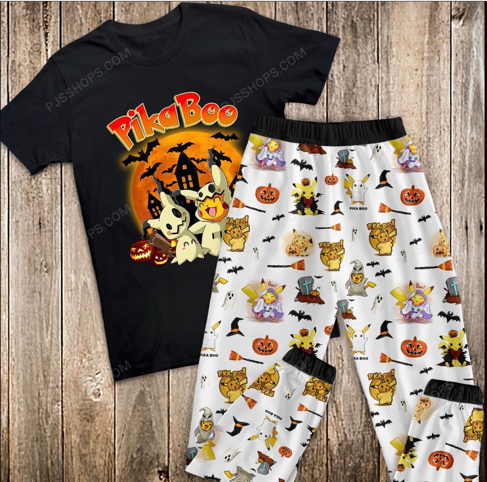 Pikachu Halloween Pajamas Set, Pokemon Halloween Pajamas Set, Pikachu Pajamas For Adult And Kids Bespoketshirt Collections