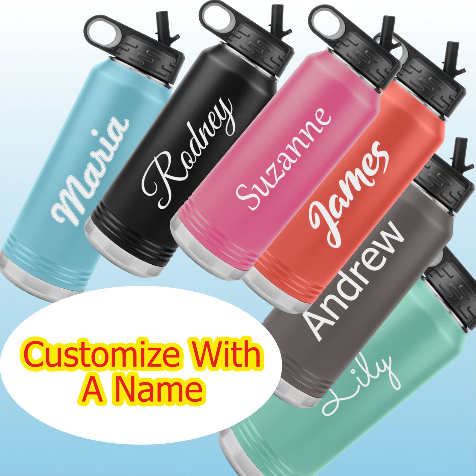 Personalized Name Water Bottle 32oz Insulated Steel Bottle Etsy Ireland