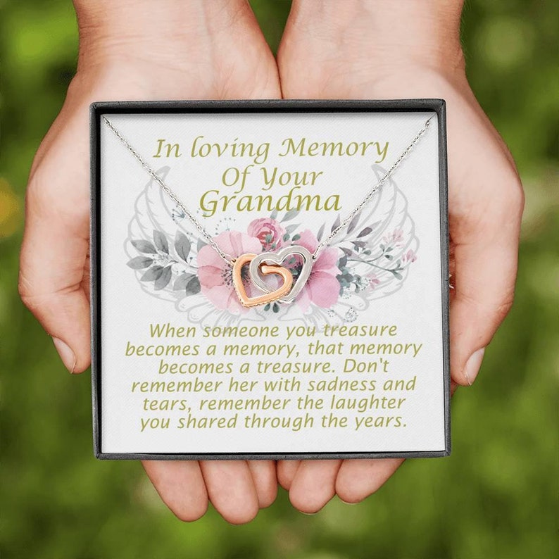 In Loving Memory of Your Grandma Interlocking Heart Necklace - Etsy UK