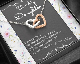 To My Precious Daughter From Mom Interlocking Hearts Necklace