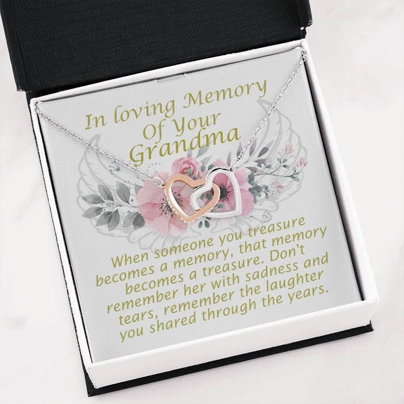 In Loving Memory of Your Grandma Interlocking Heart Necklace - Etsy UK