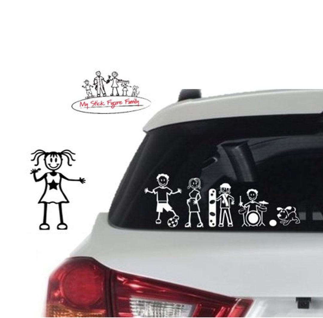My Stick Figure Family Car Window Stickers Small Girl Singing Karaoke