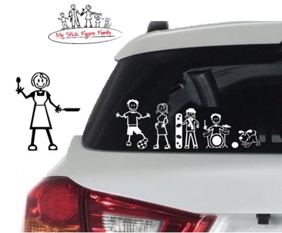 Bloedbad Beschaven stof in de ogen gooien My Stick Figure Family Car Window Stickers Adult Female - Etsy België