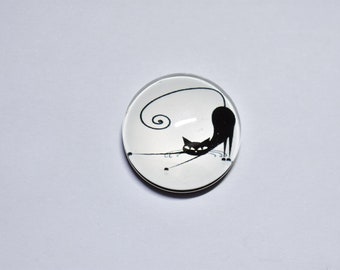 MINI MAGNETIC BROOCHES CAT cabochon of your choice, glass cabochon (25mm)